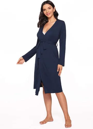 Vista 3 de Latuza Conjunto de camisón y bata de lactancia de viscosa para mujer