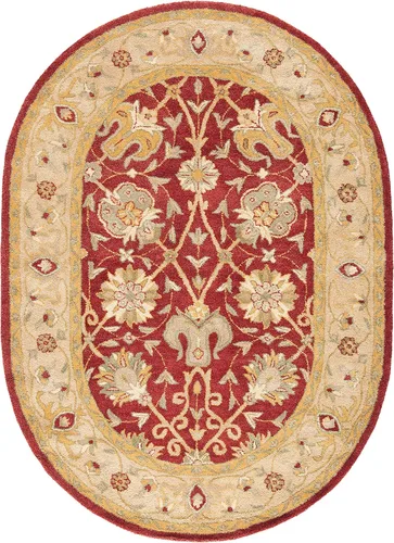 Vista 61 de SAFAVIEH Colección Antigüedades - Alfombra de 6' redonda, marrón y verde, hecha a mano, diseño oriental tradicional de lana, ideal para áreas