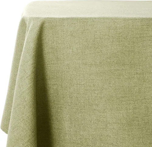Vista 9 de Mantel para mesa rectangular de 55x71 pulgadas, de lino sintético, resistente a las arrugas e impermeable, color beige, para cocina, comedor