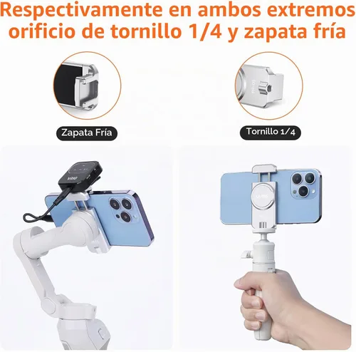 Vista 3 de UURIG - Abrazadera magnética para teléfono celular DJI OM, soporte de trípode de teléfono, cardanes de mano soporte magnético para DJI OSMO Mobile