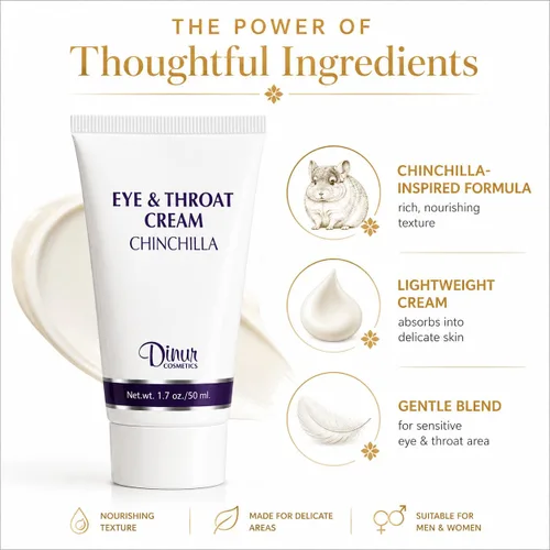 Vista 3 de Dinur Cosmetics Chinchilla Crema para Ojos y Garganta Reduce las Líneas Finas, Arrugas Ojos Hinchados y Bajo los Ojos Ojeras Penetra Piel Delicada