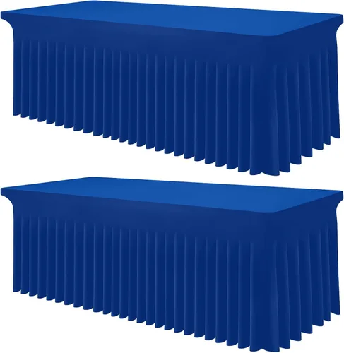 Vista 34 de Smiry Mantel de Spandex, Mantel Elástico Ajustable Extensible para Mesas Rectangulares de 6 Pies, Falda Cubierta de Mesa Impermeable y Lavable
