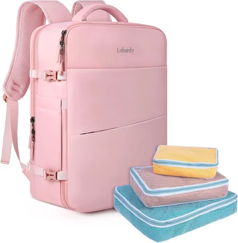 Vista 9 de Mochila de viaje para hombres y mujeres, 17 pulgadas, aprobada para vuelos, mochila de transporte impermeable grande de 40 L, mochila para negocios