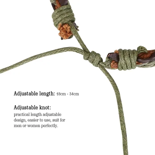 Vista 2 de Pulsera de cuero del árbol de la vida, 6 pulseras de cuero trenzado étnico tribal, pulseras ajustables para hombres y mujeres, Cuero