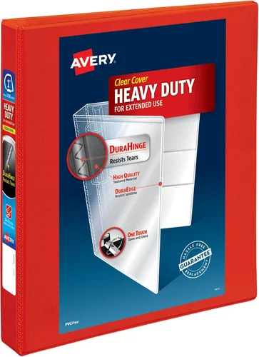 Vista 9 de Avery Carpeta resistente con 3 anillas, anillos EZD One Touch de 1 pulgada, 1 carpeta roja (79170) (paquete de 12)