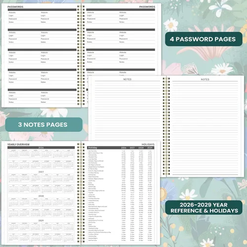 Vista 5 de Agenda mensual 2026-2029, planificador de 3 años 2026-2029, jul. 2026 - jun. 2029, 9'' x 11'', planificador de calendario con 36 pestañas mensuales