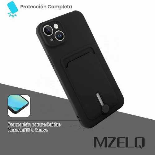 Vista 5 de MZELQ Cartera de TPU Compatible con Funda iPhone 13, Soporte para Tarjetas Protección de Cámara + Protector de Pantalla, Ranura Empujable para Niñas