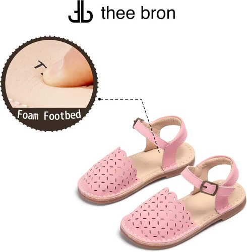 Vista 27 de THEE BRON Sandalias cómodas para niñas, zapatos para niños, sandalias rellenas