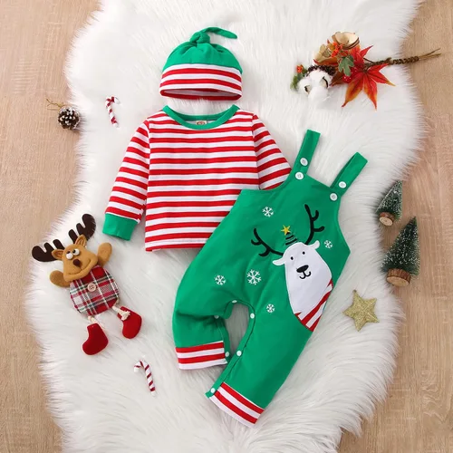 Vista 5 de VINUOKER Ropa de Navidad para bebé, conjuntos de ropa de Navidad para Año Nuevo, 3 piezas, conjuntos de ropa infantil