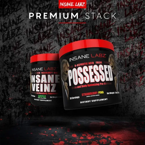 Vista 5 de Insane Labz Poseído bajo estimulante de testosterona potenciador antes del entrenamiento, cargado con ácido aspártico D y creatina alimentado por