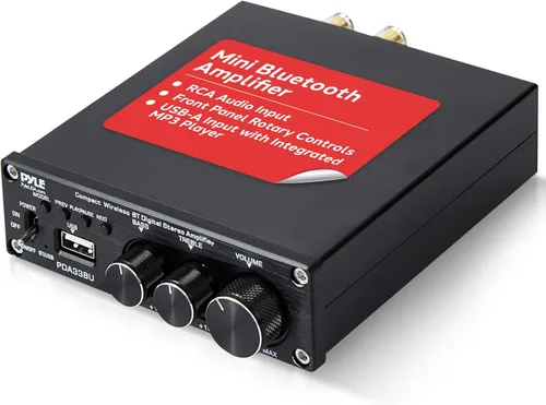 Vista 9 de Pyle Mini amplificador de audio Bluetooth HiFi - Receptor de amplificador estéreo de escritorio PC digital de clase D (2 x 100 vatios máximo)