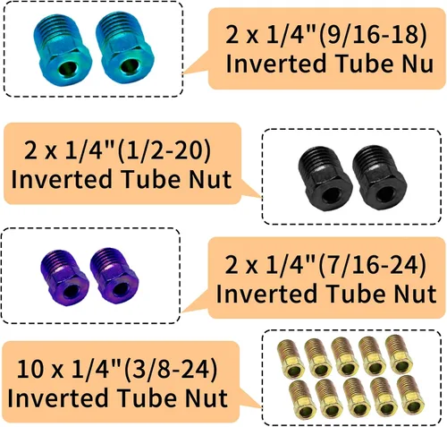 Vista 3 de Kit de línea de freno de 1/4 pulgadas, rollo de tubo de freno de acero inoxidable resistente de 25 pies con 16 accesorios para sistemas de freno