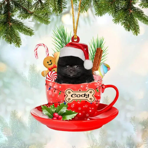 Vista 40 de NAZENTI Adorno personalizado de Alaskan Malamute en taza roja, adorno de Navidad personalizado para perros amantes de las mascotas, colgante