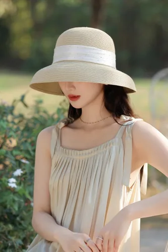 Vista 5 de Sombrero de playa para mujer, sombrero de paja de ala ancha para mujer, gorra de ala ancha flexible con protección UV UPF 50+ Beige