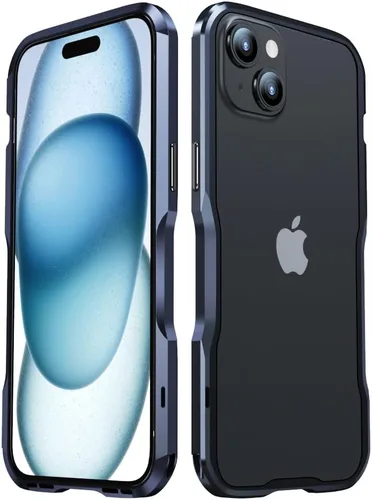 Vista 28 de Parachoques de aluminio compatibles con iPhone 12 Mini de 5.4 PULGADAS, estuche con marco metálico, parachoques delgado de diseño genial y Negro