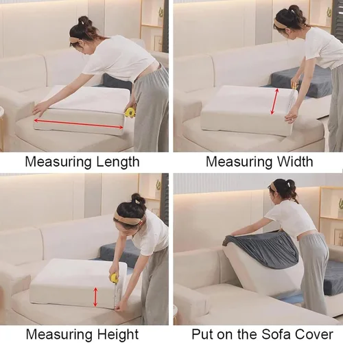 Vista 8 de HUHJYUGE Funda de cojín impermeable para sofá, cojín elástico de piel sintética, protector de muebles antideslizante con parte inferior elástica