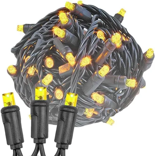Vista 6 de Novelty Lights Guirnalda de luces navideñas de 11 pies, 50 bombillas LED rosas en cable negro, espacio de 2.5 pulgadas, iluminación conectable