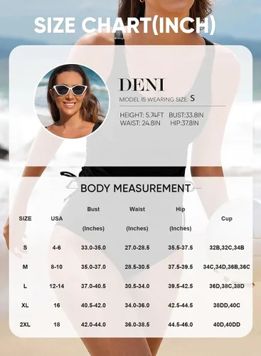 Vista 6 de Aleumdr Top de Tankini para Mujer Solo con Fruncidos, Control de Abdomen, Traje de Baño Modesto, Sin Parte Inferior 2-Negro