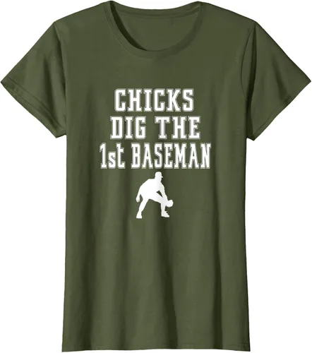 Vista 22 de Chicks Dig First Baseman - Camiseta de primera base Beisbol Player, Negro
