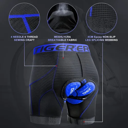 Vista 4 de X-TIGER Pantalones cortos de ciclismo para hombre con acolchado 5D, pantalones cortos de ciclismo MTB con diseño transpirable y absorbente
