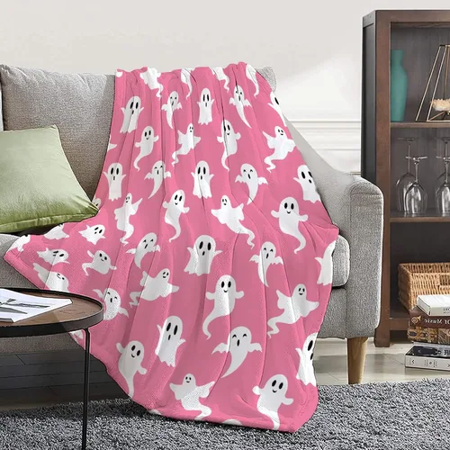 Vista 11 de Manta personalizada de fantasmas de Halloween, regalos para niñas, mujeres y niños, manta de forro polar ligera, espeluznante para niños, mantas