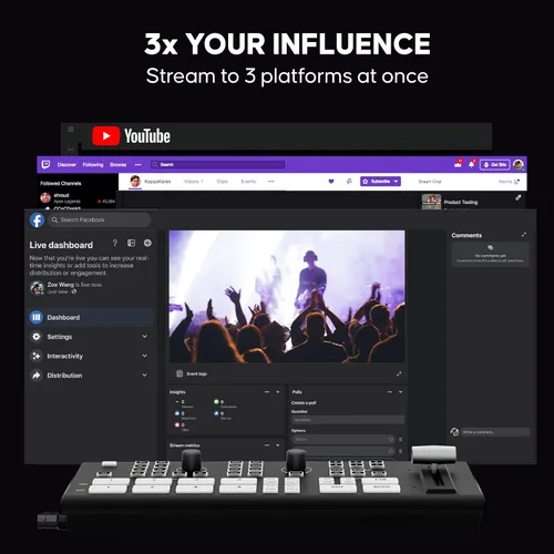 Vista 4 de Osee GoStream Duet - Mezclador de video para transmisión en vivo de múltiples cámaras SDI y HDMI