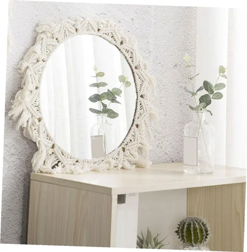 Vista 4 de COLLBATH Maquillaje redondo hecho a mano de la decoración de la pared del espejo del espejo de la rota