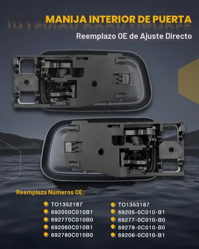 Vista 3 de Gledewen Manijas de Puerta Interior con Bisel (Par), Compatible con Toyota Tundra 2000-2006, Gris Oscuro, Conductor Delantero Izquierdo y Pasajero