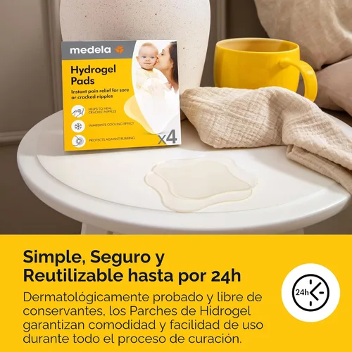 Vista 8 de Medela Almohadillas de Hidrogel, Alivio Instantáneo del Dolor para Pezones Agrietados o Doloridos por Amamantar y Extraer Leche, Humedad Refrescante