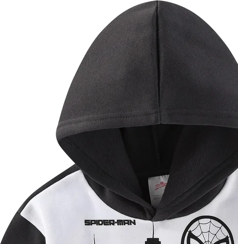 Vista 3 de Marvel Spider-Man Conjunto de Sudadera con Capucha y Pantalones para Niños Pequeños y Niños Grandes Negro