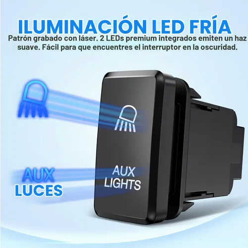 Vista 5 de Nilight Interruptor de Botón de Luces Auxiliares 12V Encendido/Apagado con Kit de Cable Conector 1.54" x 0.83" Repuesto para Toyota Tacoma Tundra