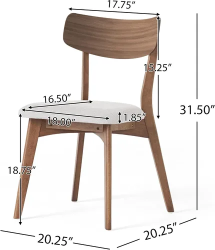 Vista 3 de Dining Chairs Set of 2, Mid Century Modern Dining Chairs with Curved Backrest and Wood Legs, Walnut Finished Frame Upholstered Dining Room Chairs