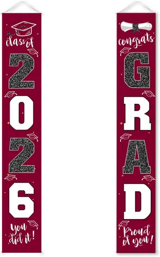 Vista 9 de Decoraciones de graduación 2026, cartel de porche negro dorado para clase de 2026, suministros de fiesta de graduados