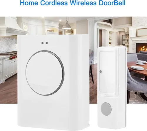 Vista 6 de Timbre inalámbrico con rango de 656.2 ft, timbre de puerta inalámbrico impermeable con descarga de MP3, volumen ajustable y soporte de tono