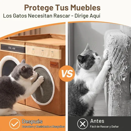 Vista 4 de Retro Radio Cat House, Large Foldable Cat Bed Indoor Cat Cave