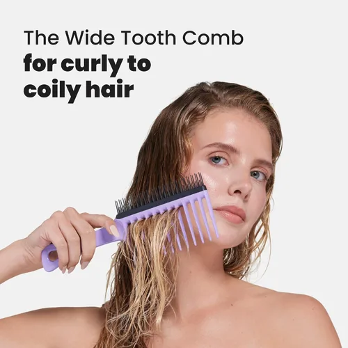 Vista 5 de Tangle Teezer Peine de dientes anchos para cabello rizado, peine desenredante de doble cara para todo tipo de cabello, desenredante húmedo y seco