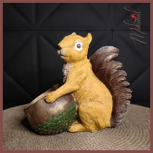 Vista 4 de Ardilla ardilla (9.0 pulgadas, canasta decorativa, regalo vivo, estatua de animales, escultura de figuras, arte hecho a mano) Mukemel Designs