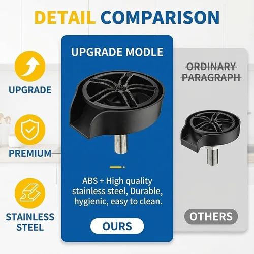 Vista 4 de SOONHUA Enjuagadora de vidrio para fregadero de cocina, cabezal rociador extraíble y limpiador de botellas con adaptadores rápidos universales
