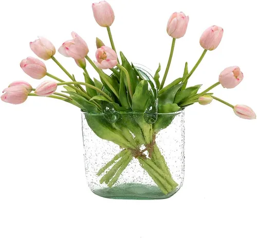 Vista 35 de DUYONE 15 flores de tulipanes artificiales, ramo de látex de tacto real, tulipanes falsos para oficina, boda, fiesta, hogar, cocina, jardín