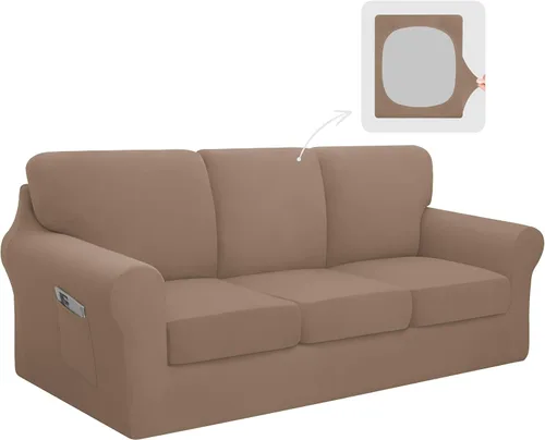 Vista 20 de Easy-Going - Funda elástica para sofá (7 piezas), tamaño XL, color negro Juego de funda de sofá lavable para 3 cojines de respaldo y asiento