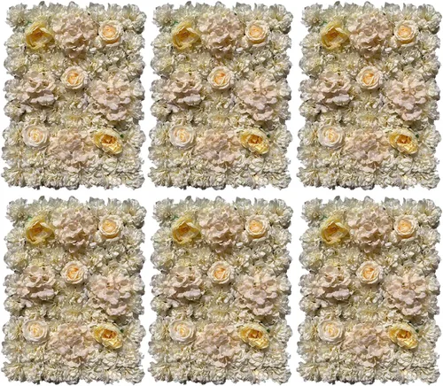 Vista 24 de Arreglo de flores artificiales para decoración de paredes; paneles decorativos con hortensias artificiales para el hogar, fiestas, bodas, Navidad