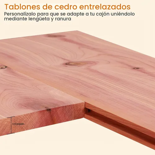 Vista 3 de Homode Tablones de cedro para armario, juego de 8 forros de cajones, lengüeta y ranura, paneles de madera de cedro aromático para almacenamiento