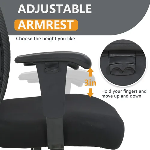 Vista 7 de Silla de escritorio ergonómica, silla de oficina, silla de computadora de 500 libras con soporte lumbar, asiento ancho, brazos ajustables