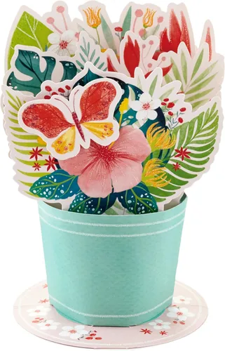 Vista 2 de Hallmark Paper Wonder - Cumpleaños o felicitaciones, tarjeta Pop Up (ramo visible)