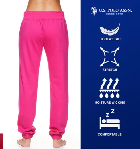 Vista 3 de U.S. Polo Assn. Pantalones deportivos para mujer Pantalones deportivos para mujer con estampado de logotipo, rizo francés de polialgodón