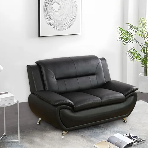 Vista 4 de Juego de sofá de piel sintética para sala de estar, muebles de sala de estar, juego de sofá moderno con sofá de 3 plazas, sofá biplaza y sillón