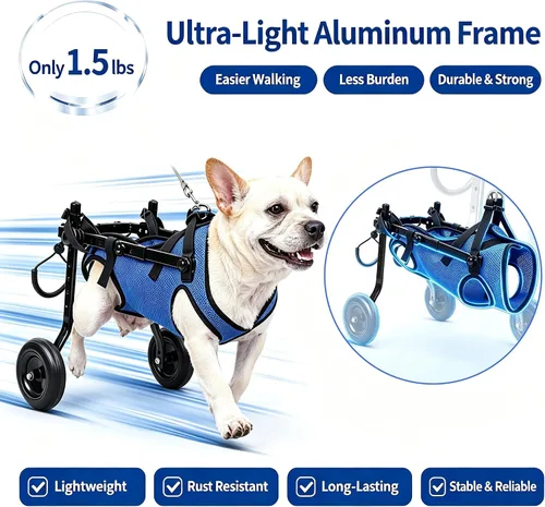 Vista 2 de Silla de ruedas ajustable para perros pequeños - Ayuda de movilidad para mascotas discapacitadas, Silla de ruedas para perros pequeños para patas