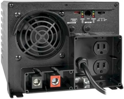 Vista 2 de Tripp Lite Inversor de corriente de 750 W, 12 V CC a 120 V CA, 20 A, 2 tomas, 5-15R, garantía de 1 año (APS750)