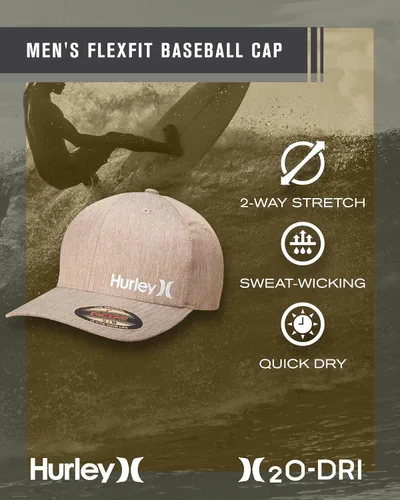 Vista 2 de Hurley Gorra de béisbol para hombre Flexfit Curve Bill Fitted Trucker Hat para hombre (S-XL)