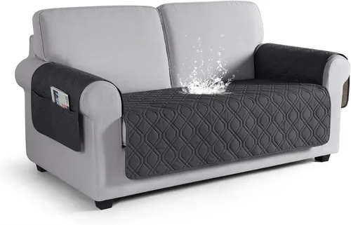 Vista 12 de VANSOFY Funda para Sofá, Fundas de Sofá Impermeables Lavables Forro Protector de Muebles Fundas de Asiento de Sofá Antideslizantes para Perros, Negro